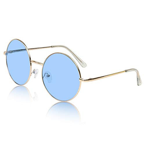 Blue Sunglasses For Women Men Navy Blue Accessories Trendy Hippie Round Colored | Amazon (US)
