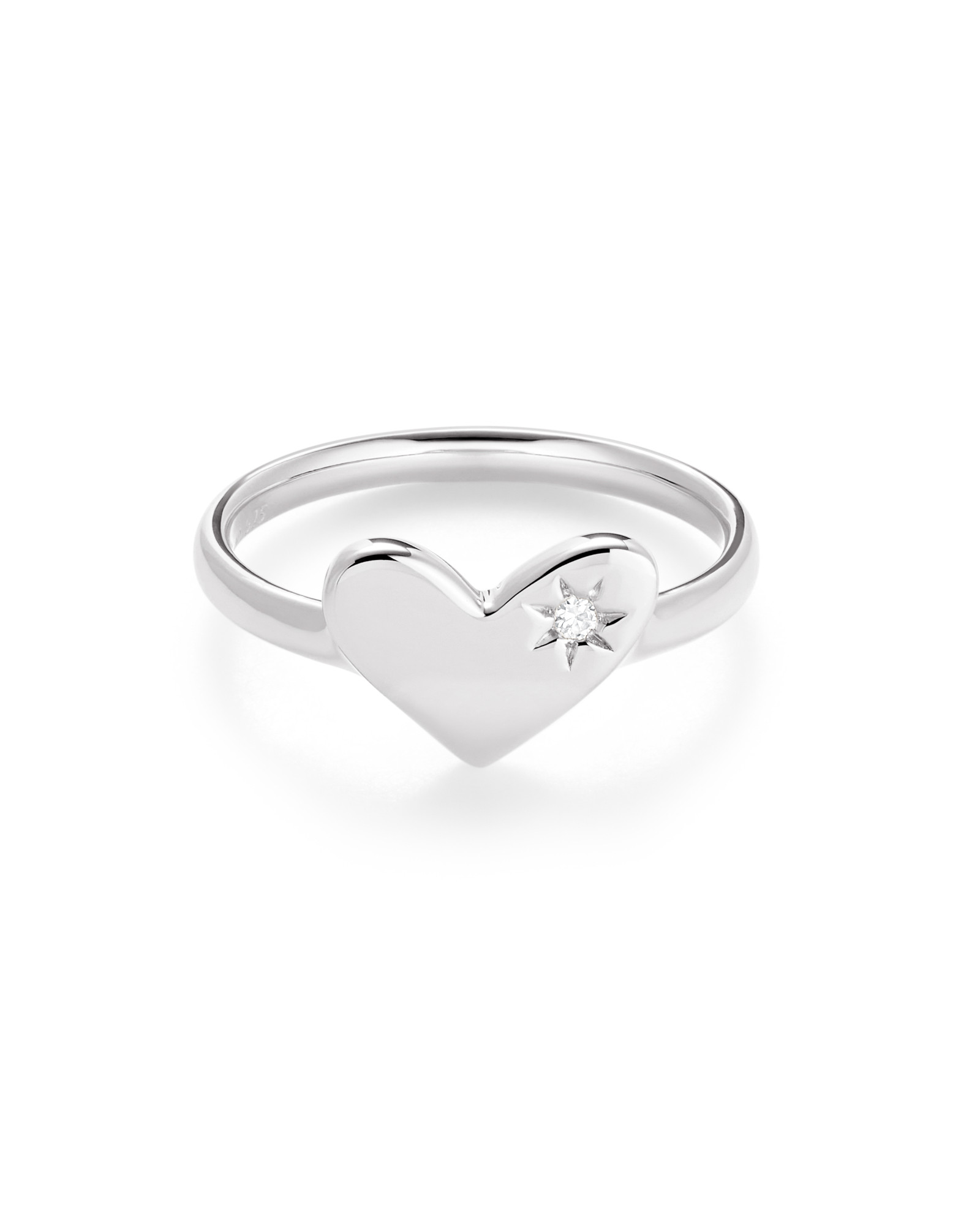Ari Heart Sterling Silver Band Ring in White Sapphire | Kendra Scott