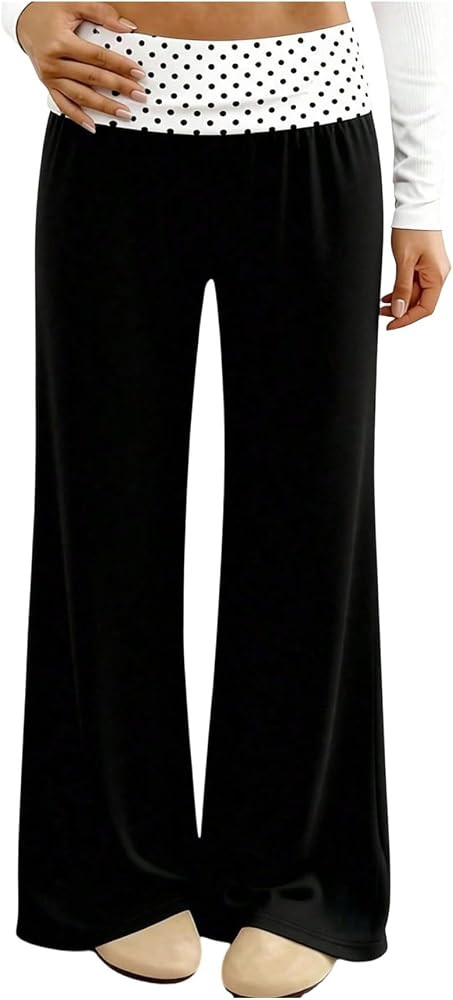 RoseSeek Girl's Polka Dots Fold Over Baggy Sweatpants Wide Leg Y2k Pants | Amazon (US)