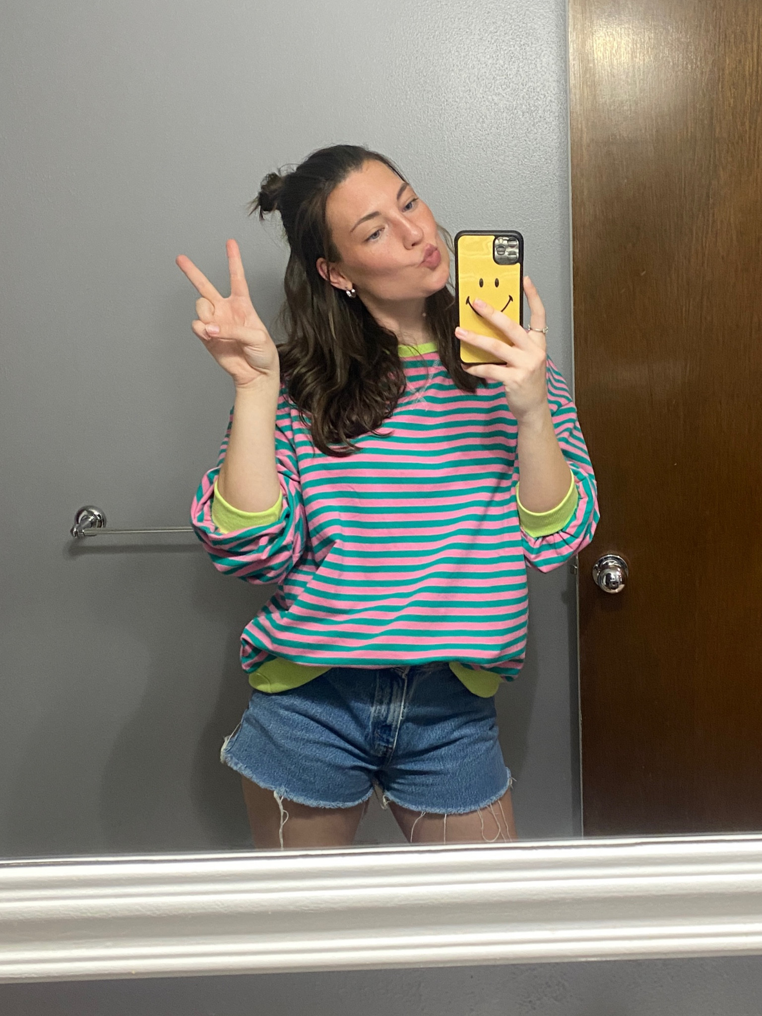 Free People Classic Striped Oversized Crewneck dupe from Amazon paired with Levi’s 501 Original Shorts✌🏼 
amazon fashion / amazon dupe / striped sweatshirt / fall fashion / TikTok viral 

#LTKStyleTip #LTKFindsUnder50 #LTKFindsUnder100