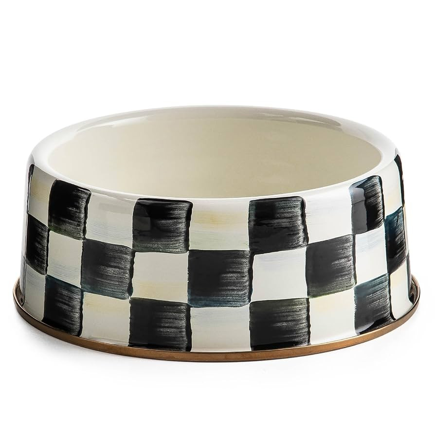 MACKENZIE-CHILDS Pet Bowl, Cute Cat and Dog Bowl for Food and Water, Black-and-White Courtly Chec... | Amazon (US)