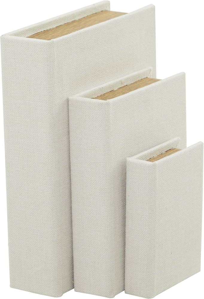 Deco 79 Linen Faux Storage Book Box, Set of 3 12", 9", 6"H, White | Amazon (CA)