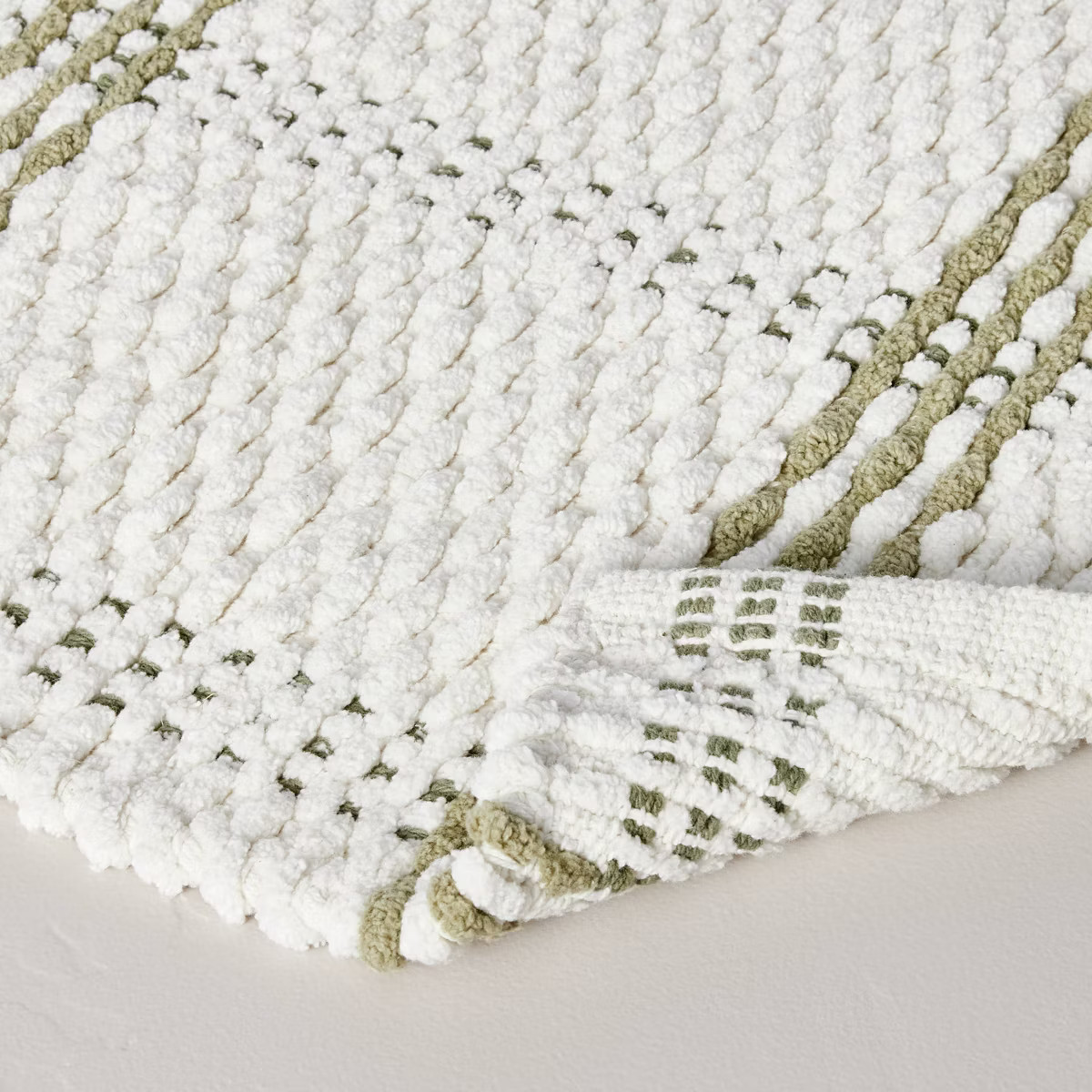 20"x32" Open Plaid Bath Rug Green/Cream - Hearth & Hand™ with Magnolia: Woven Cotton, Machine W... | Target