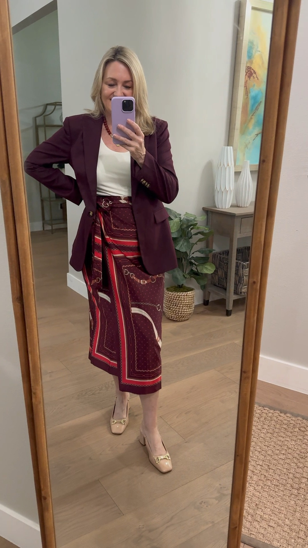 This skirt is so beautiful!  Work outfit, fall outfit, professional outfit, equestrian style
