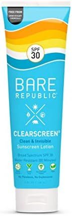 Bare Republic Clearscreen Sunscreen & Sunblock Body Lotion with Vitamin E, Broad Spectrum SPF 30,... | Amazon (US)