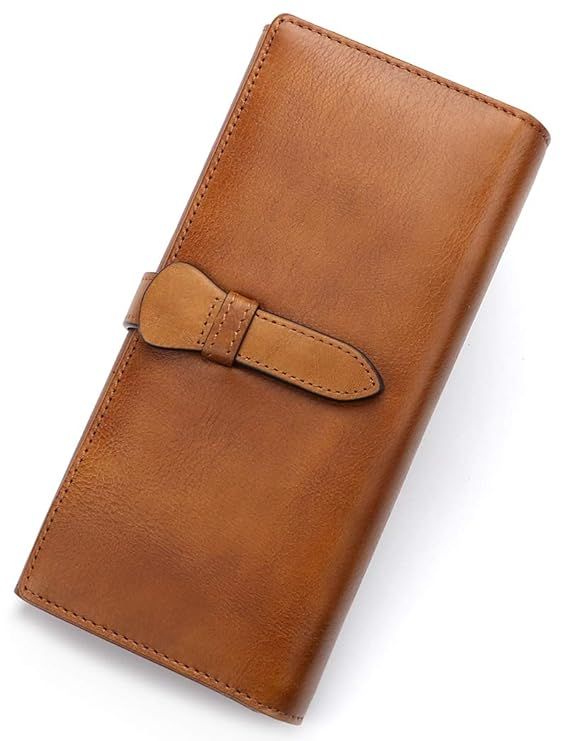 Genuine Leather Wallet Women Long Purse Clutch Vintage Cowhide Handmade Card Holder Organizer | Amazon (US)