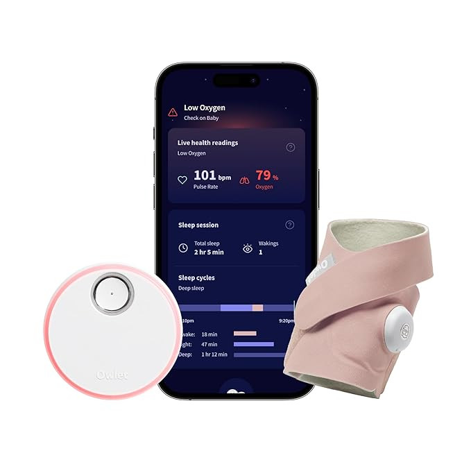 Owlet Dream Sock® - FDA-Cleared Smart Baby Monitor - Track Live Pulse (Heart) Rate, Oxygen in In... | Amazon (US)
