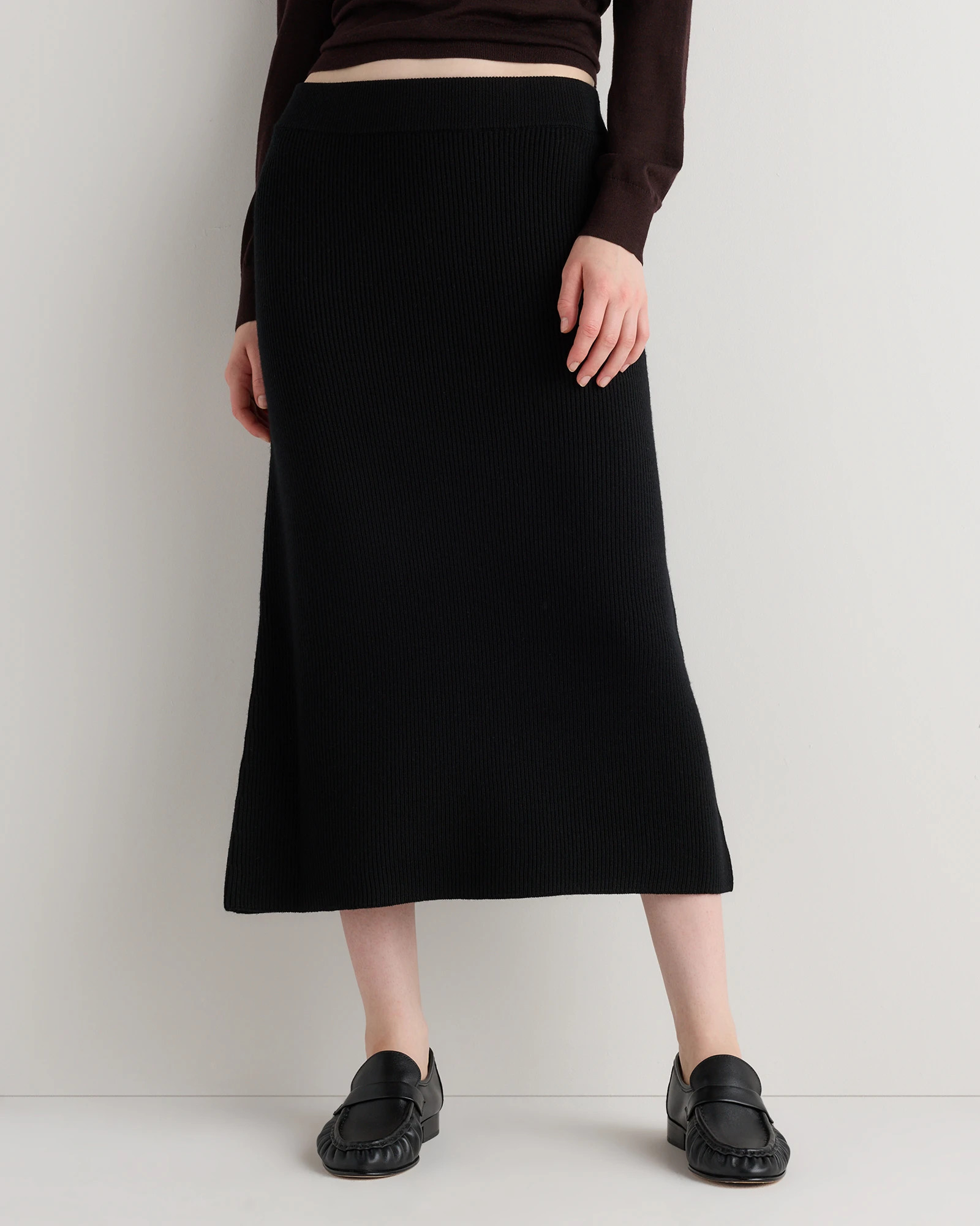 Quince | Women's Australian Merino Wool Midi Skirt in Malted Toffee, Size Large | Quince