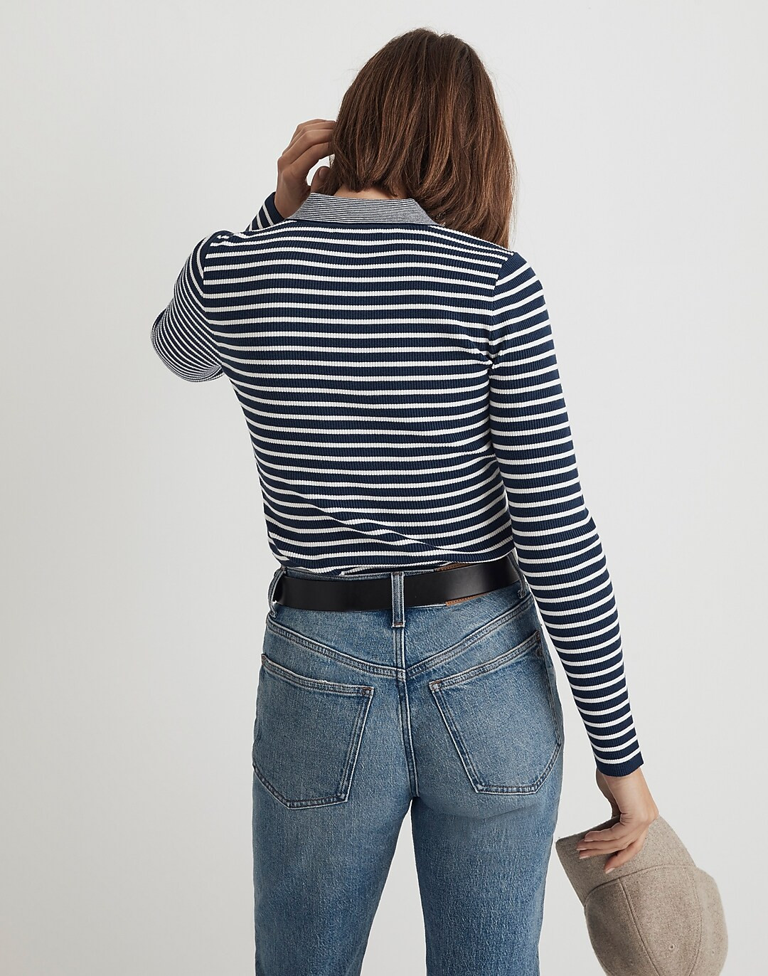 The Signature Knit Polo Sweater Top in Stripe | Madewell