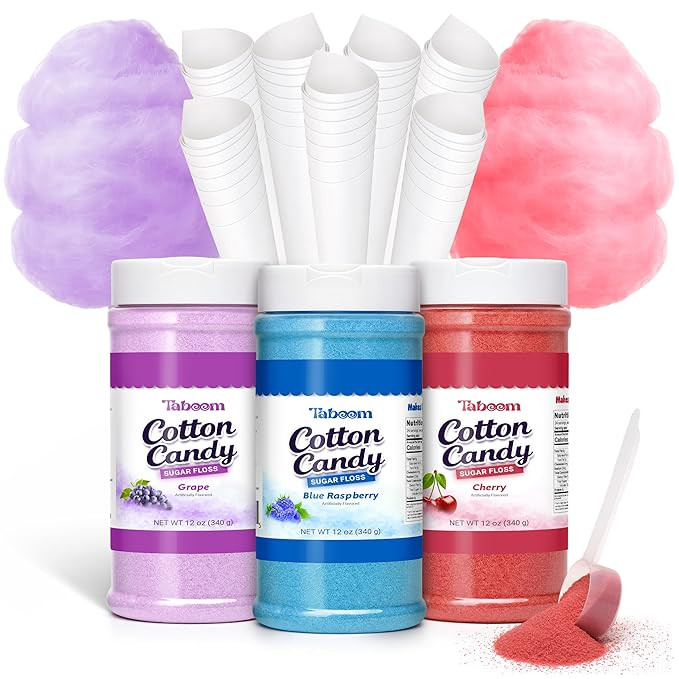 Cotton Candy Sugar Floss Variety Pack - Grape, Raspberry & Cherry Flavors, 3 Bottles (12oz Each) ... | Amazon (US)