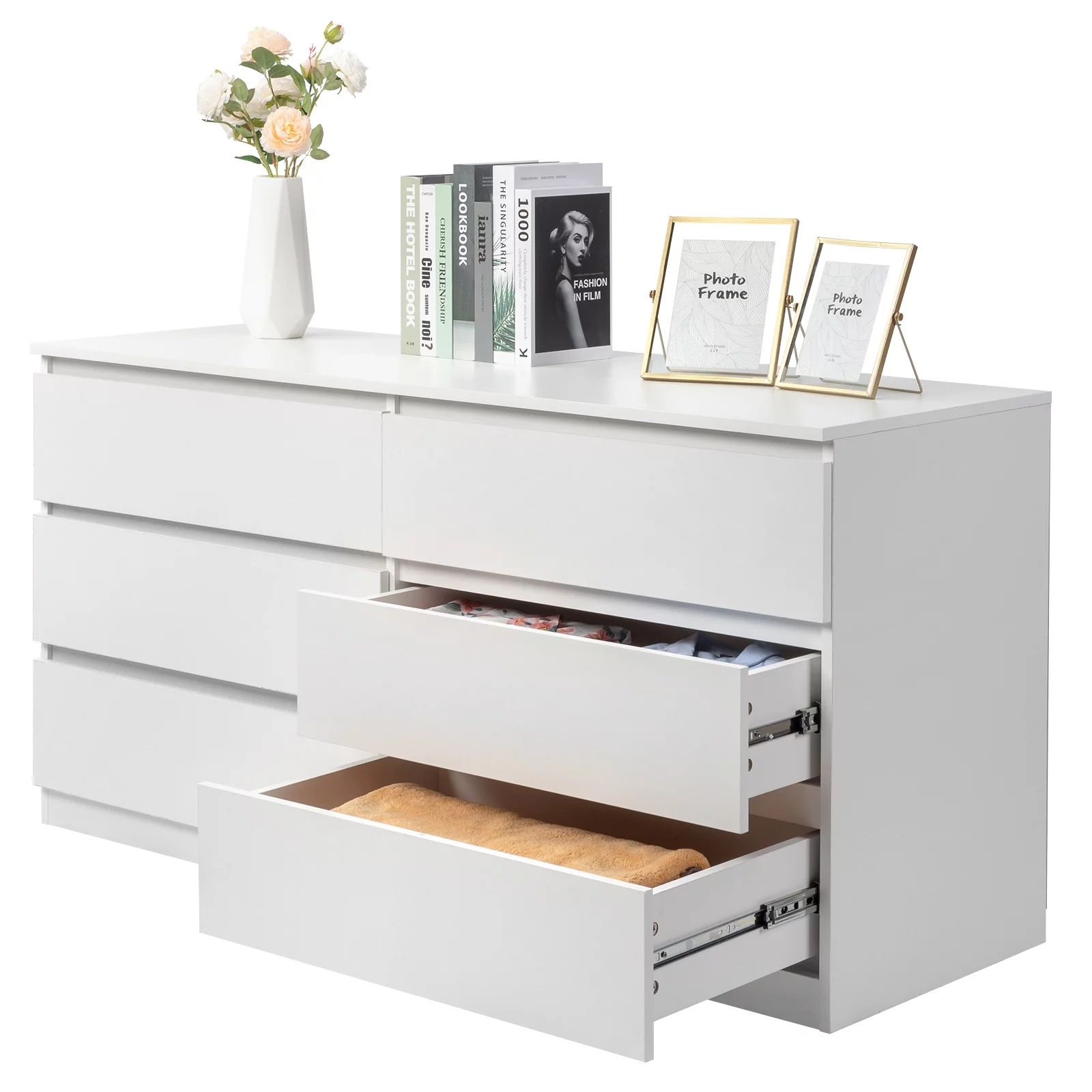 UBesGoo Modern White 6 Drawer Dresser Bedroom White Finish | Walmart (US)