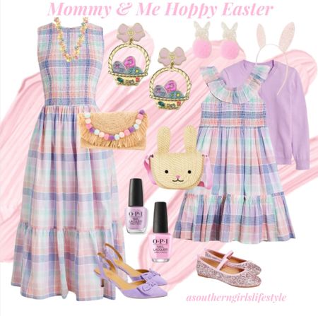 Mommy & Mini Me Pastel Hoppy Easter Outfits. Matching Dresses & various other pieces are on Sale!

Mommy: Plaid Smocked Midi Dress, Earrings, Beaded Link Necklace, Pom Pom Clutch, OPI Nail Polish & Bow Slingback Heels

Mini: Plaid Ruffle Collar Smocked Dress, Lavender Cardigan, Bunny Pom Pom Earrings, Glitter Bunny Ears Headband, Bunny Purse, OPI Nail Polish & Pink Glitter Mary Janes 

Gold Bow & Egg earrings are BriannaCannon.com & my discount code is: 10Anna 

Spring Outfit.  JCrew Factory. TJMaxx. Target. Lele Sadoughi. 


#LTKSeasonal #LTKfamily #LTKstyletip