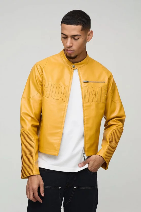 Boxy Homme PU Biker Jacket | boohooMAN (DE, IE & UK)
