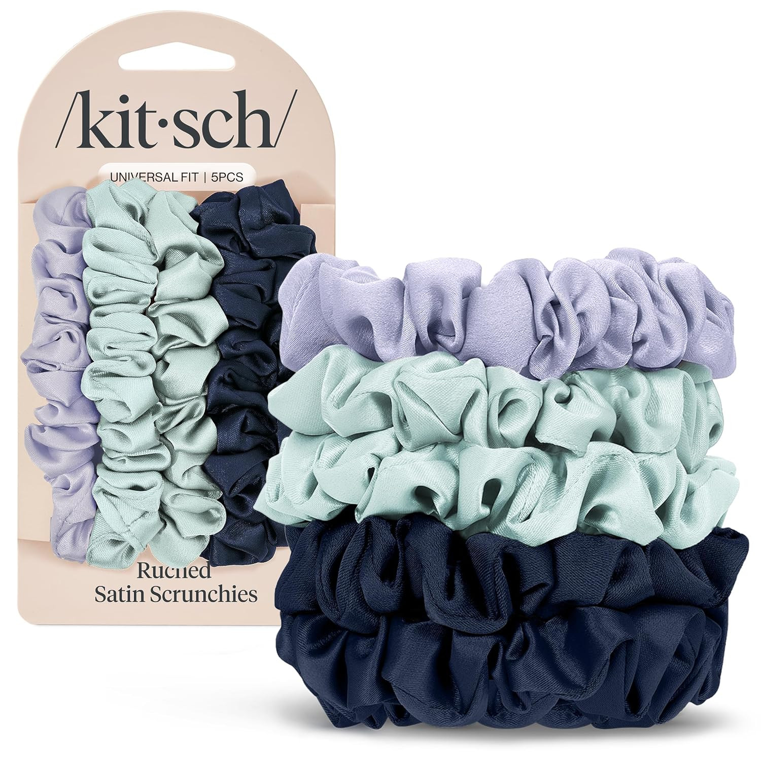 Kitsch Satin Scrunchies for Women - No Crease Hair Ties for Girls | Scrunchies For All Hair Types and Textures, Perfect for Day or Night - Garden Bouquet, 5pcs | Amazon (US)