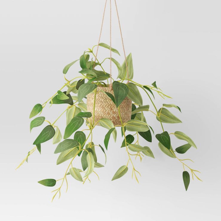 12" Artificial Hanging Clematis Basket Leaf Green - Threshold™ | Target