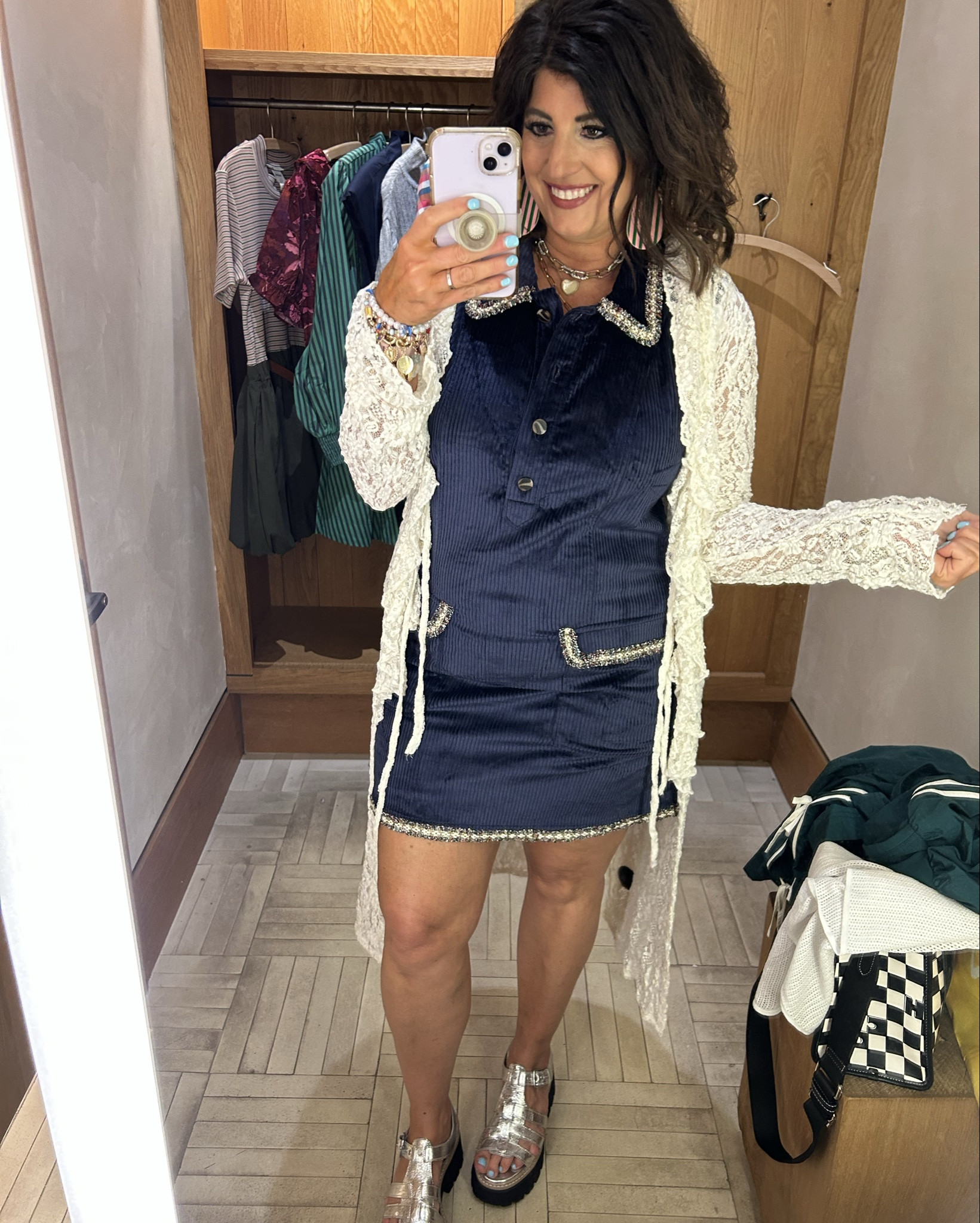 Anthropologie Lace cardigan. Super soft, stretchy & looks so cute paired with dresses & boots in the fall. Wearing size Large for reference. 

#LTKMidsize #LTKWorkwear #LTKStyleTip