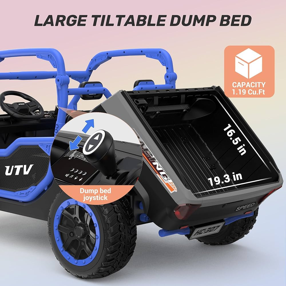 ANPABO 24V 2 Seater Ride On Dump Truck, 4x75W, Max 5 Mph, EVA Tire, Kids Electric Car with Electr... | Amazon (US)