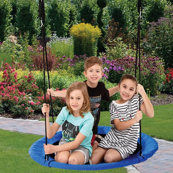 Greatlizard Poseca 40'' Blue Web/Saucer Swing with Mounting Hangers and Chains | Wayfair North America