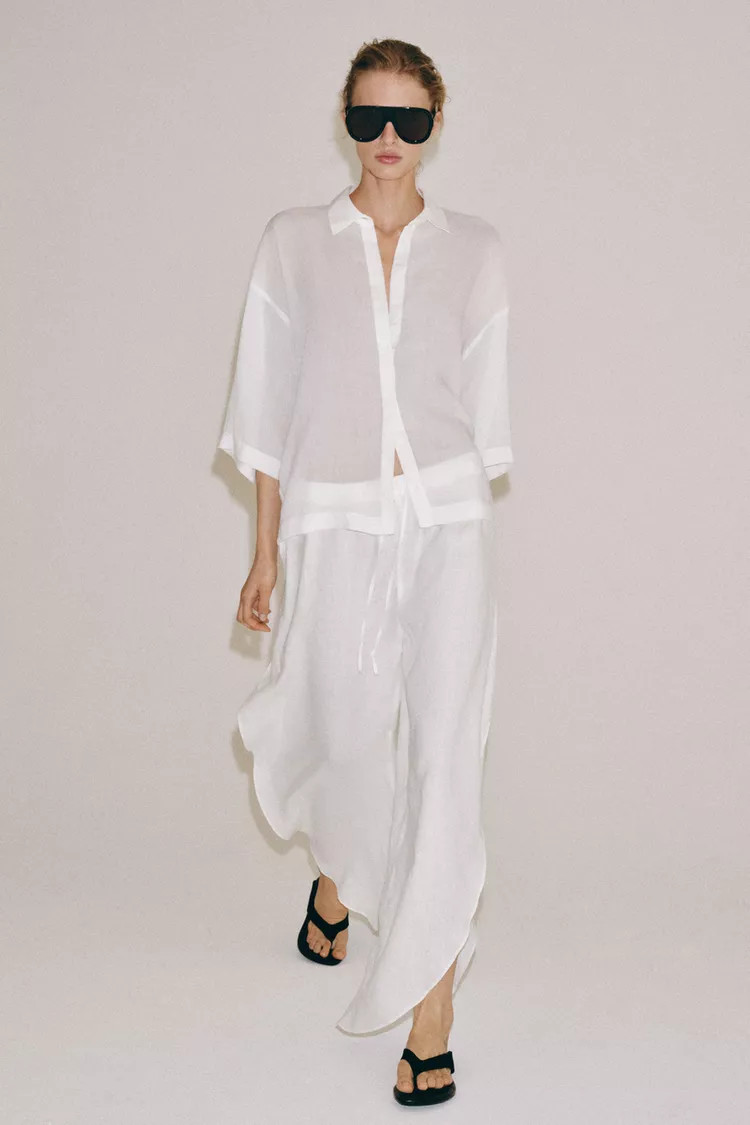 100% LINEN TROUSERS WITH VENTS ZW COLLECTION | Zara UK