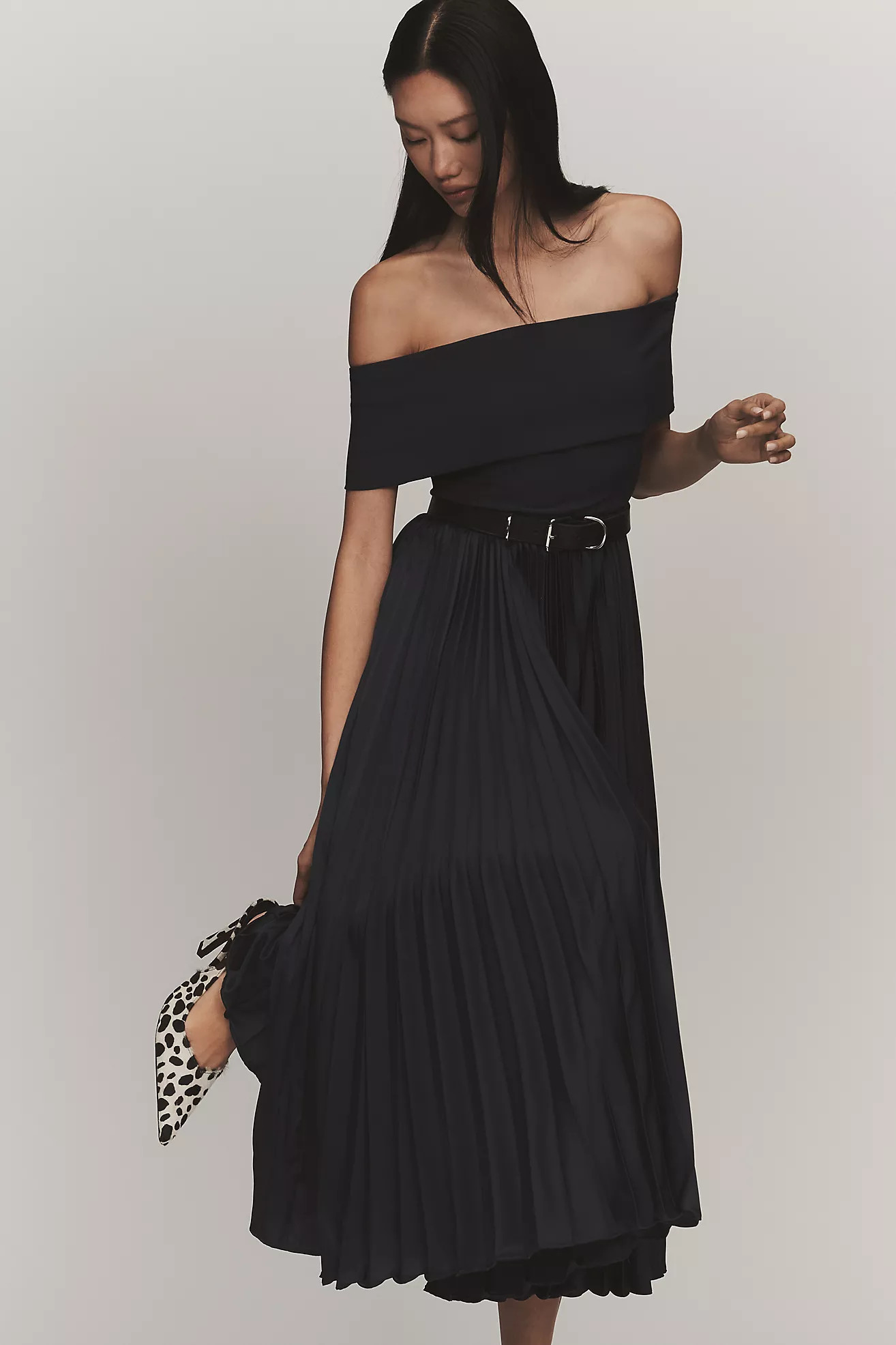 Hutch Stockton Off-Shoulder Satin Maxi Dress | Anthropologie (US)