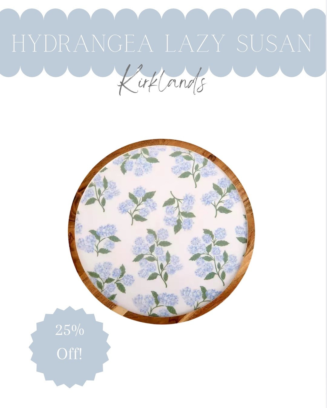 Love this new hydrangea lazy susan. Use code PRESIDENTS for 25% off!