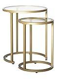 Studio Designs Home Camber Modern 20" and 14.5" Round Set of Nesting Tables in Gold/Clear Glass | Amazon (US)