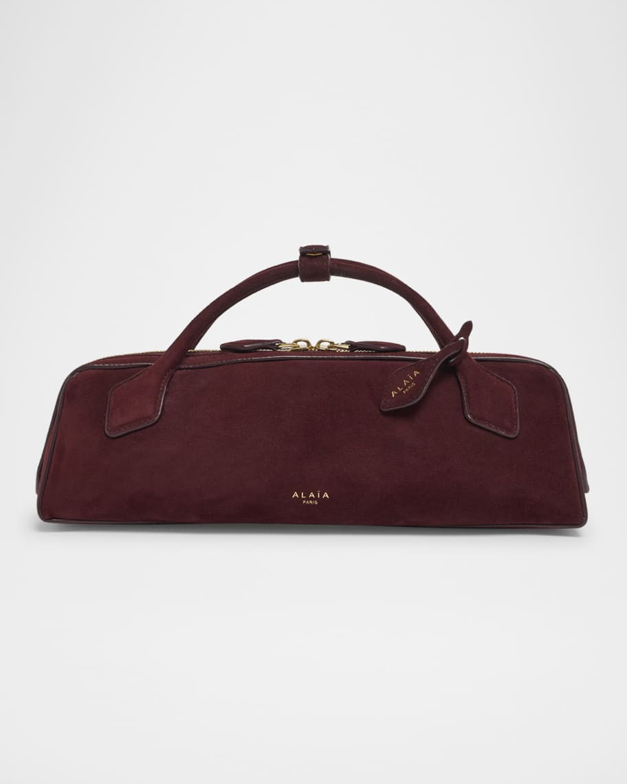 ALAIA Teckel Top-Handle Bag in Suede and Leather | Neiman Marcus