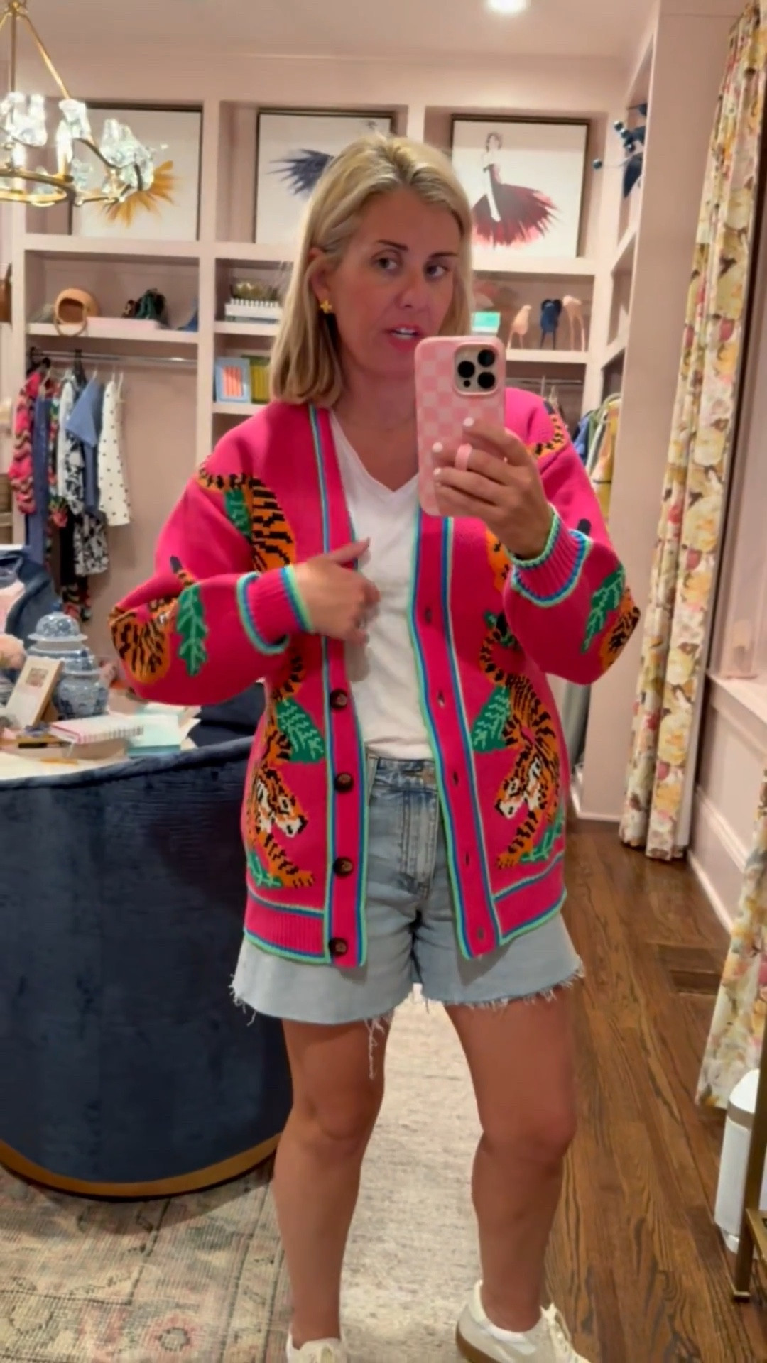 Layering is the name of the game this time of year, especially sitting at the ballpark. Denim shorts look so good when they fit you right. I’m going to do a round up soon! 
*Use Boden code XCRM for 15% off new styles 
*Use Anthro code CATHERINE20 3/6-3/9 to save 20% when you spend $100+ 
*Use Loopy code mixandmatchmadness 

#LTKOver40 #LTKdayinmylife #LTKmomlife