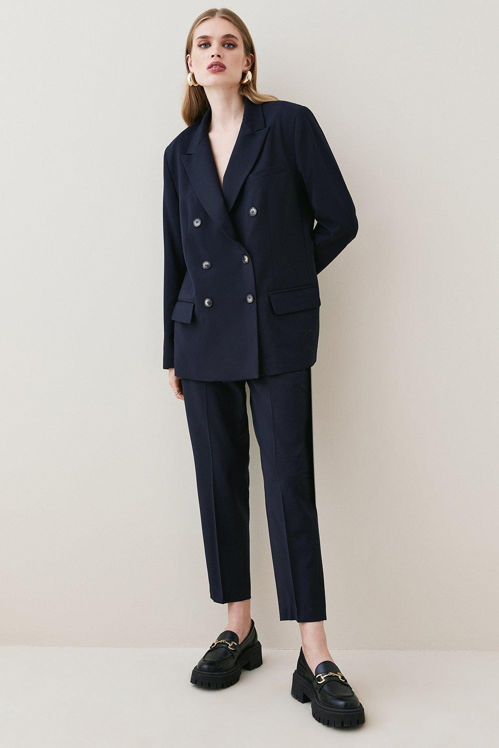 Wool Blend Slim Leg Trouser | Karen Millen UK & IE