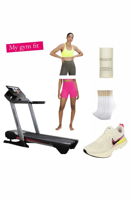 Gym outfit
Treadmill 
Lululemon energy bra
Align bike shorts 
Nike sneakers 
Favorite deodorant 

#LTKshoecrush #LTKfit #LTKunder100