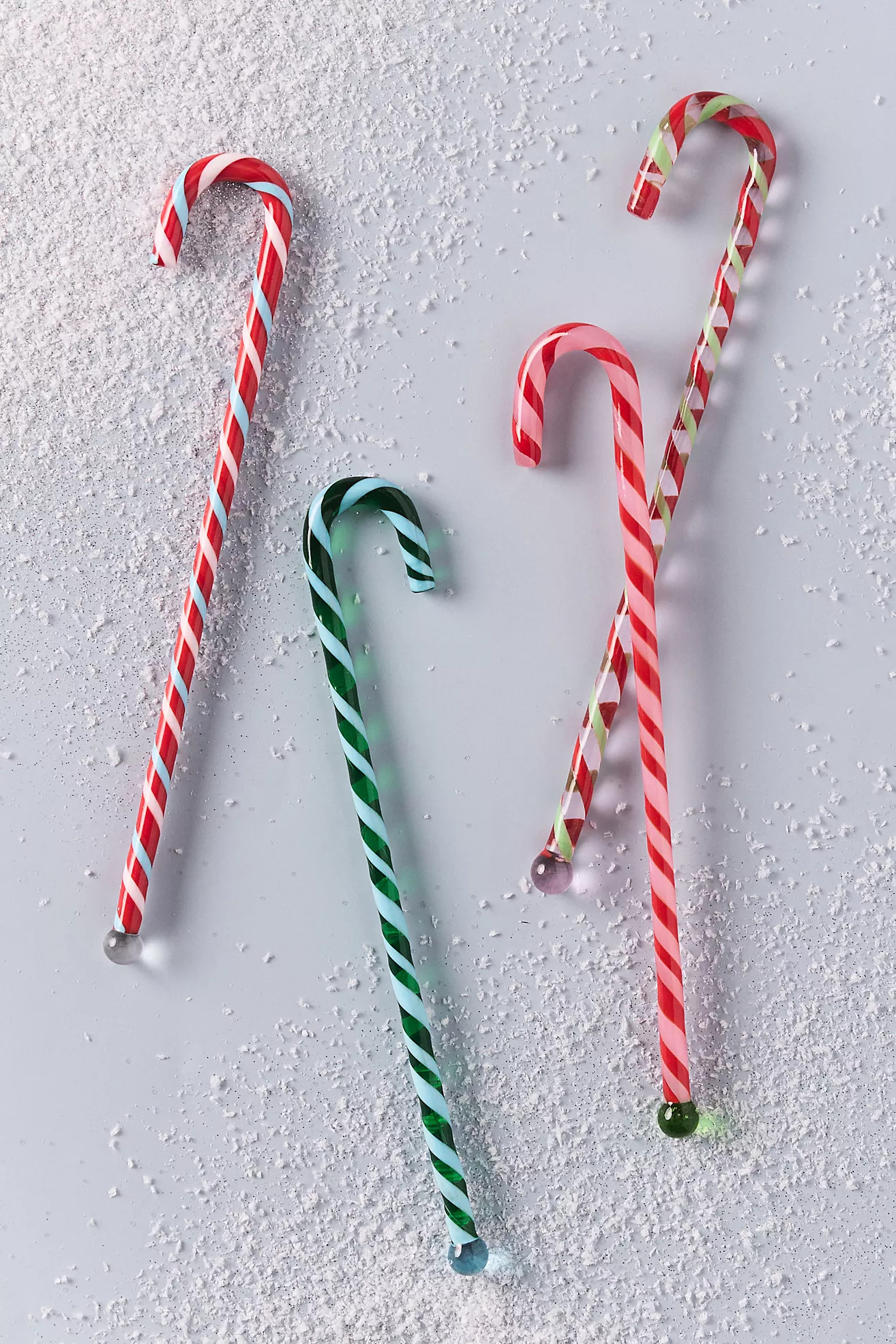 Glass Candy Cane Cocktail Stirrers, Set of 4 | Anthropologie (US)