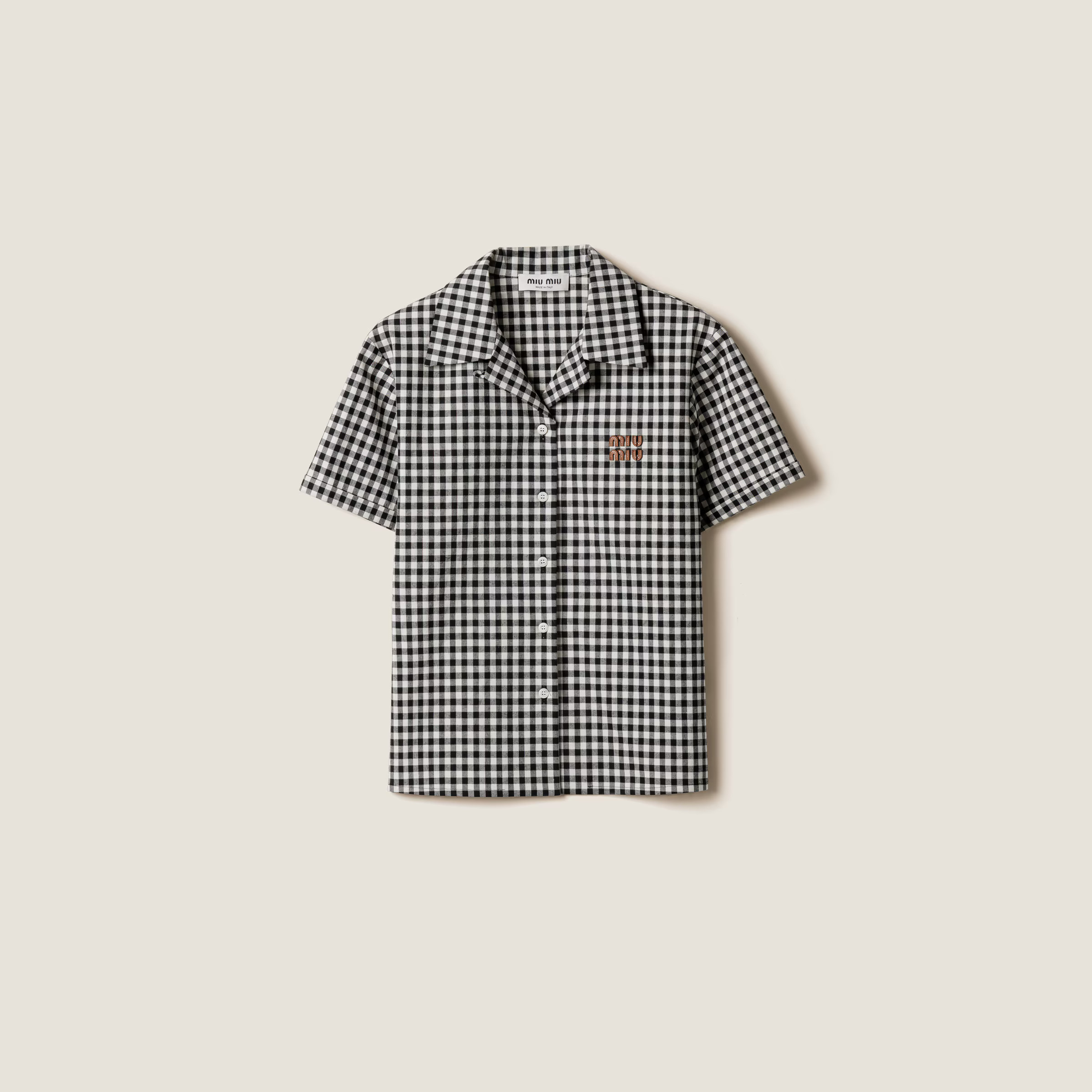 White/black Gingham Check Shirt | Miu Miu | Miu Miu US