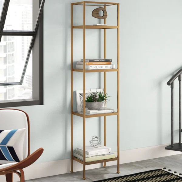 Otha 73'' H x 18'' W Metal And Glass Etagere Bookcase | Wayfair North America