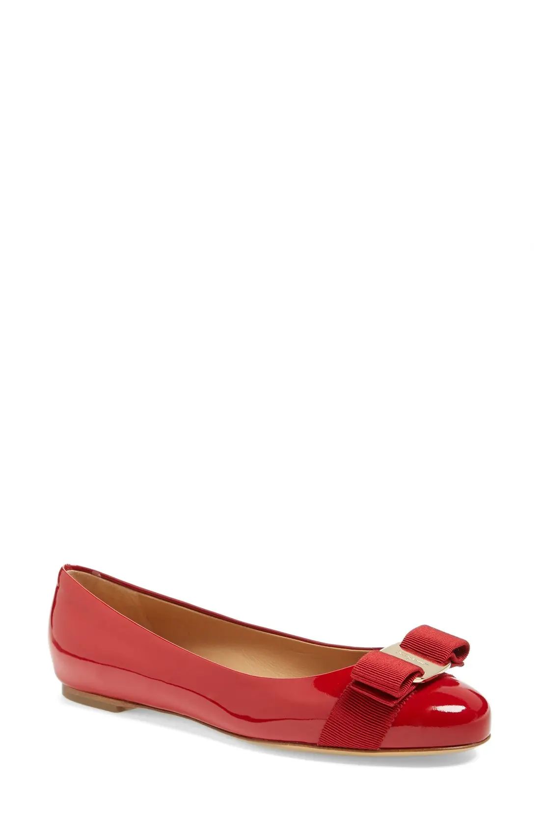 Salvatore Ferragamo Varina Leather Flat in Red at Nordstrom, Size 6.5 | Nordstrom