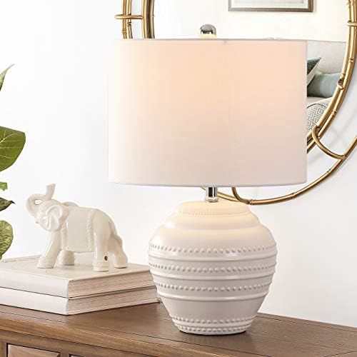 SAFAVIEH Lighting Collection Lenon Modern Farmhouse White Ceramic 22-inch Bedroom Living Room Home O | Amazon (US)