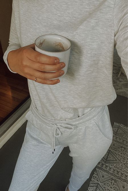 Cute mugs, mejuri ring, gold ring, tracksuit, loungewear, monochrome minimalist, grey outfit, cozy outfit, travel outfit, cb2

#LTKunder50 #LTKstyletip #LTKhome