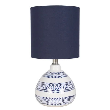 Mainstays Blue and White Ceramic 16"" Grab N Go Table Lamp | Walmart (US)