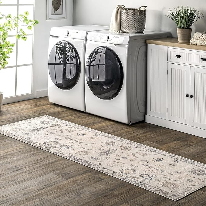 nuLOOM August Machine Washable Tribal Runner Rug, 2' 6" x 8', Light Grey | Amazon (US)