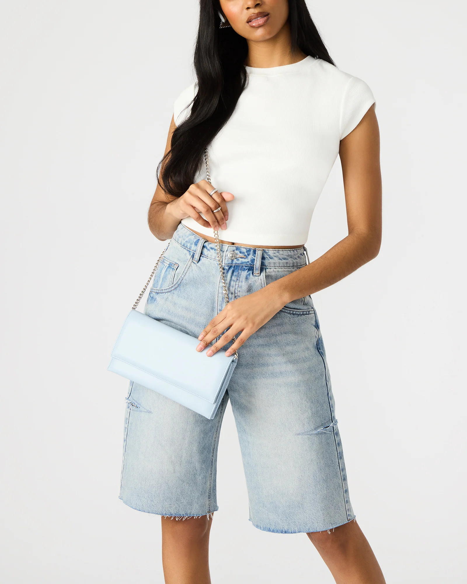 JULIANA Bag Baby Blue Fabric Crossbody Clutch Handbag | Steve Madden (US)