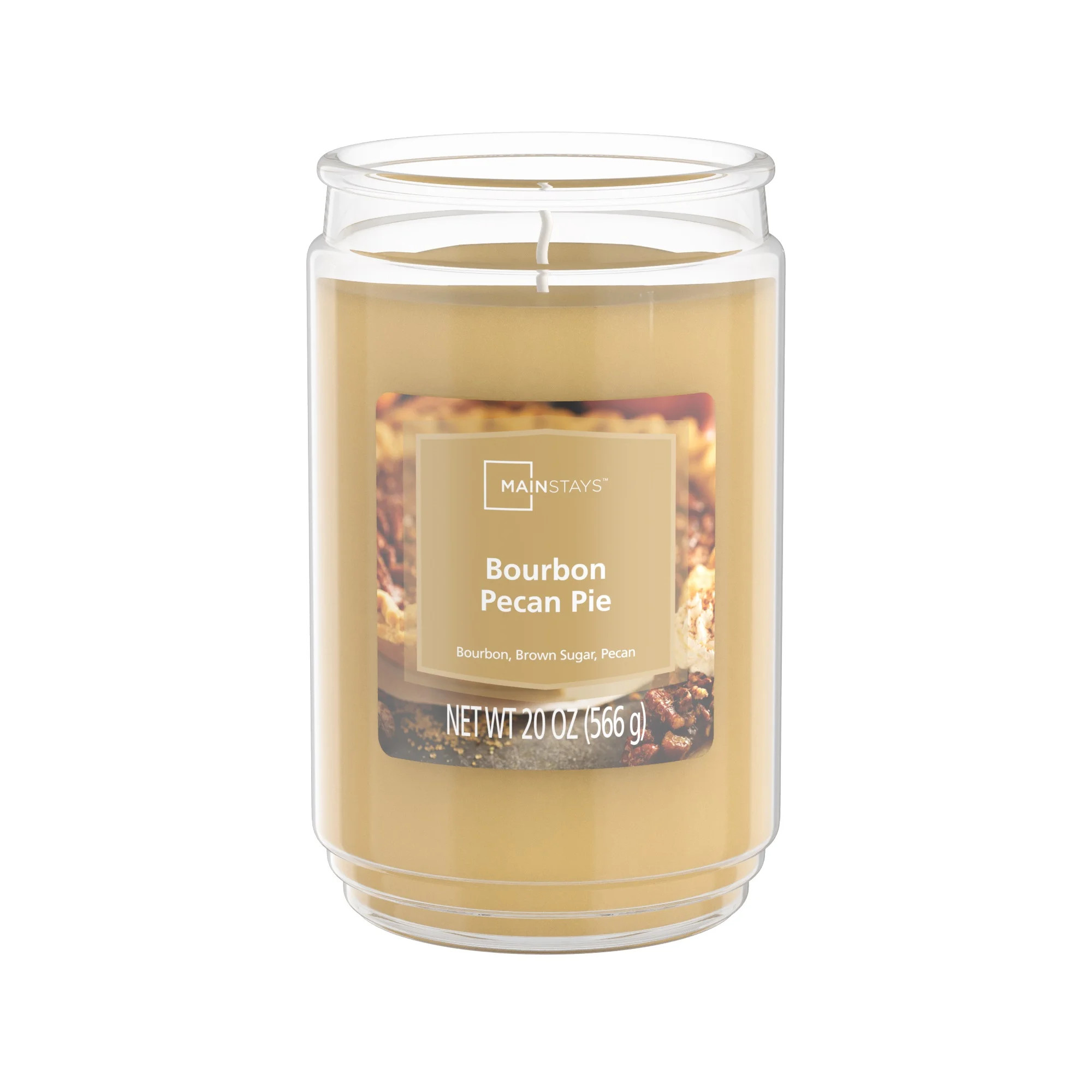 Mainstays Bourbon Pecan Pie Scented Single-Wick Large Glass Jar Candle, 20 oz | Walmart (US)