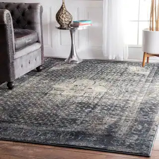 nuLOOM Traditional Distressed Oriental Blue/ Grey Area Rug (8' x 11') | Bed Bath & Beyond