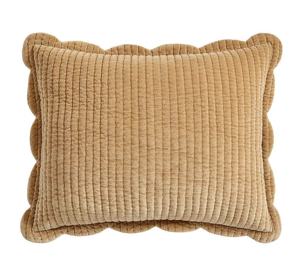 Velvet Scalloped Edge Reversible Quilted Sham | Pottery Barn (US)