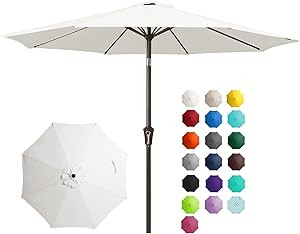 JEAREY 9FT Outdoor Patio Umbrella Outdoor Table Umbrella with Push Button Tilt and Crank, Market ... | Amazon (US)