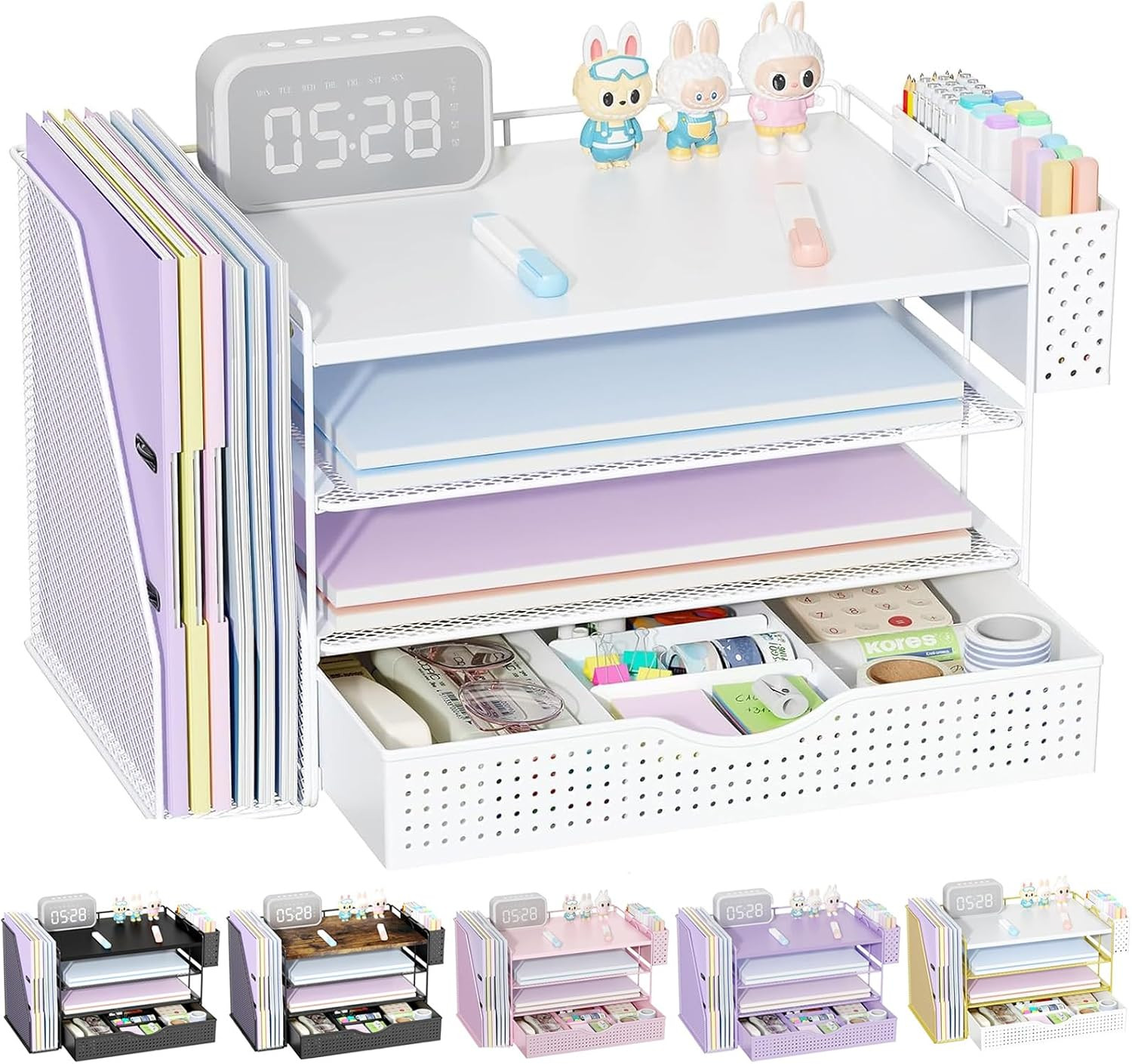 gianotter Wood Desk Organizers and Accessories with File Holder, 4-Tier Desk Accessories & Worksp... | Amazon (US)
