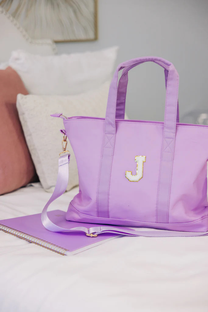 All You Need Lilac Varsity Tote | The Mint Julep Boutique