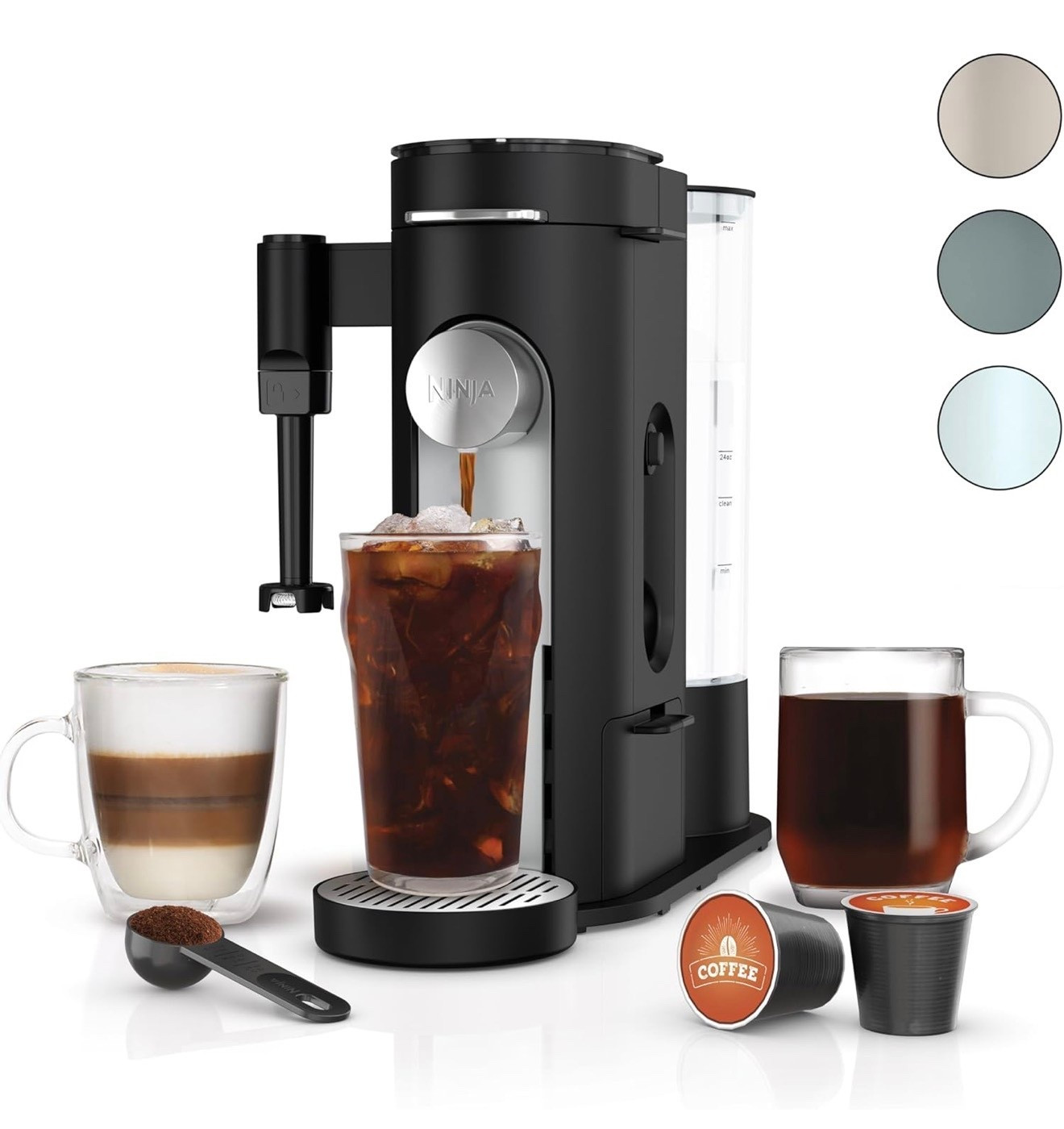 The best coffee maker! Can brew grounds or pods/k cups. Has a built in frother!!!