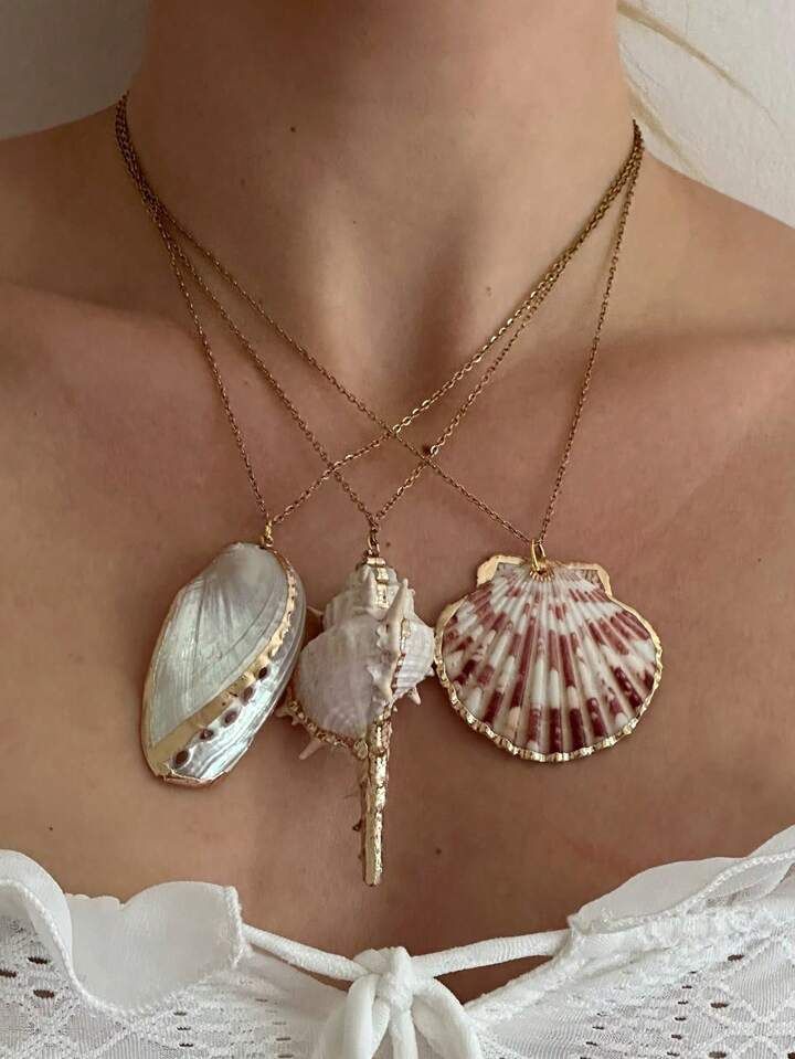 1pc Beach Vacation Style Seashell Necklace (Natural Shell, Size Varies) | SHEIN