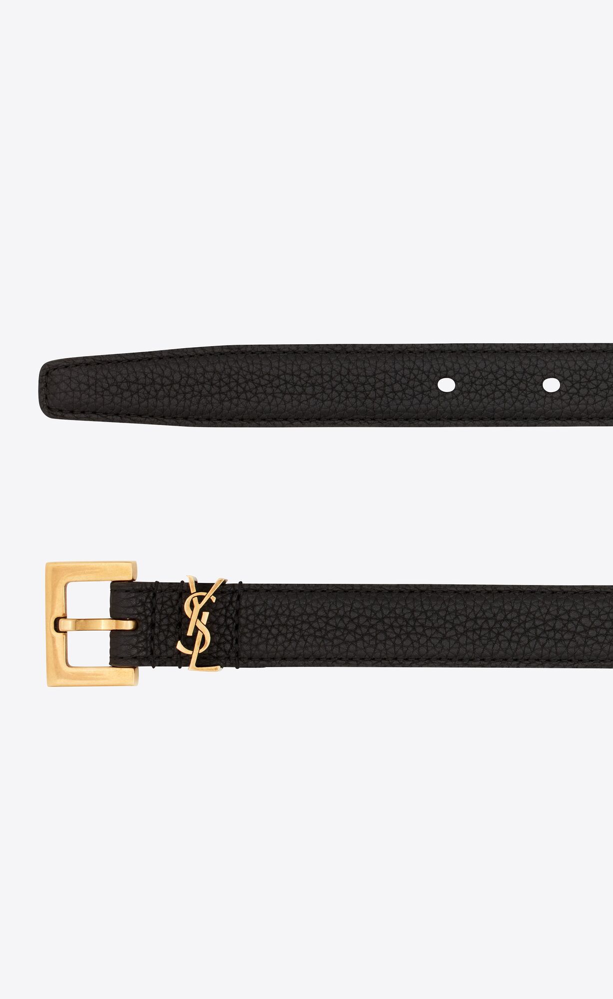 cassandre thin belt with square buckle in grained leather | Saint Laurent Inc. (Global)