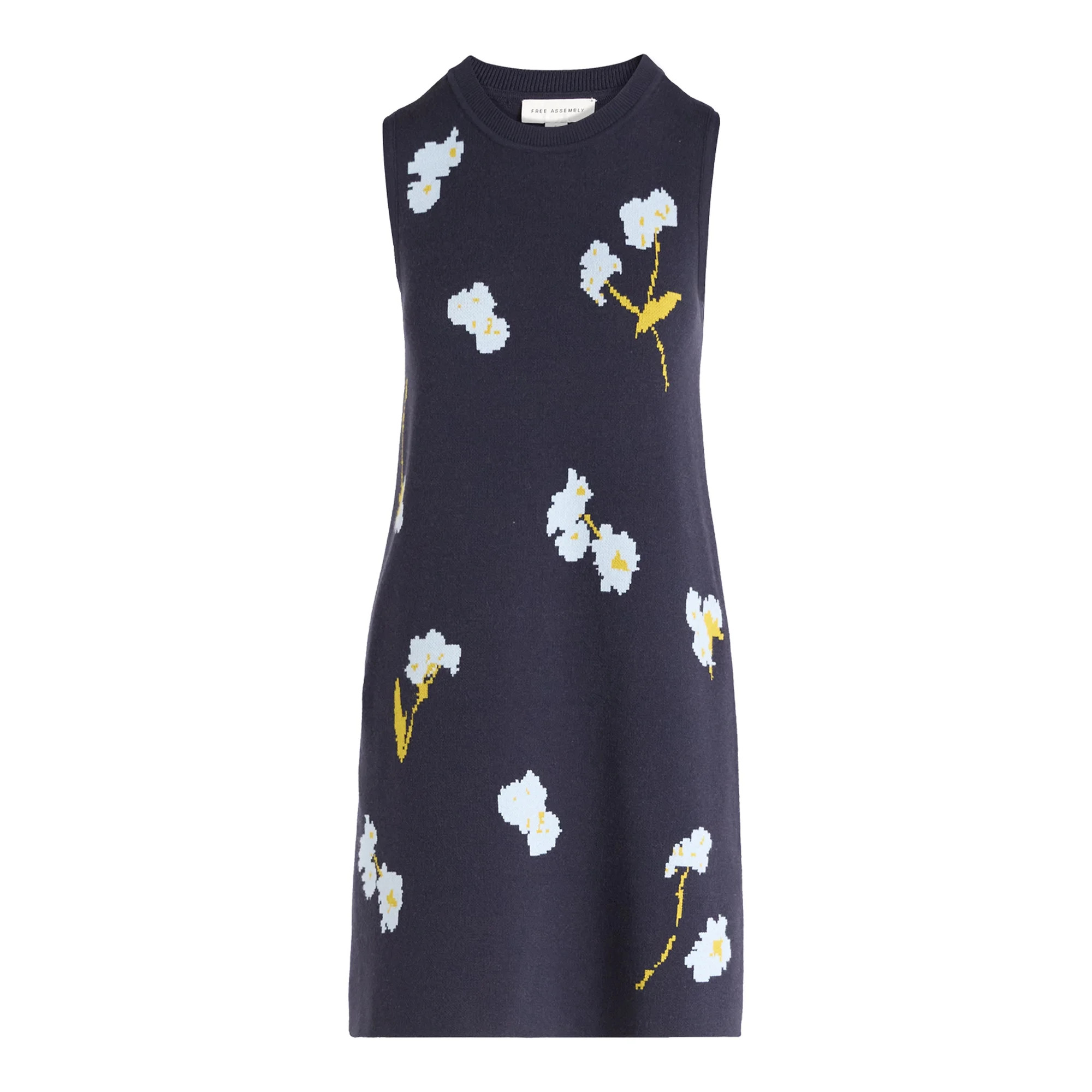 Free Assembly Women's and Women's Plus Sleeveless Floral Jacquard Mini Sweater Dress, Sizes XS-XX... | Walmart (US)