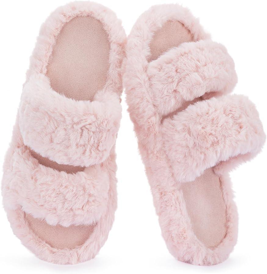RockDove Women’s Pluffie Slippers with Arch Support & Memory Foam, Cozy Faux Fur Open Toe House... | Amazon (US)